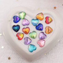 Mini gema de corazón de concha brillante de 8mm, 100 Uds., aplique de diamantes de imitación con reverso plano, adorno artesanal de resina AB de boda, F608 2024 - compra barato