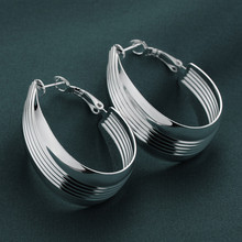 Silver Color Earrings For Women Wholesale Free Shipping Charm Christmas Gifts Fashion Silver 925 Jewelry Multi-line Earring 2024 - buy cheap