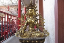 28"Tibet Buddhism classical Bronze Gild White TaRa Kwan-Yin padma Buddha Statue 2024 - buy cheap