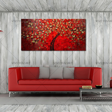 Large Beautiful Wall Painting Handpainted Abstrac Golden Oil Paintings on Canvas Modern Home Decor Gold Tree Pictures Arts Gifts 2024 - buy cheap