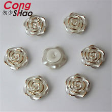 Cong Shao 100pcs 14.5mm Rose Flower Flatback Simulated Pearl beads Acrylic Rhinestone trim DIY costume Button Accessories CS200C 2024 - buy cheap