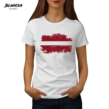 BLWHSA Latvia National Flag T-shirt  Women Summer Short Sleeve Cotton Brands Design T Shirt  Latvia  Flag Female Clothing 2024 - buy cheap