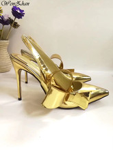 WENZHAN-zapatos de tacón alto dorados para mujer, calzado de fiesta con decoración bonita, Punta puntiaguda, A96-20 2024 - compra barato