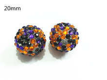 20mm 100pcs/lot  Orange /Purple /Black   Mixed Resin Rhinestone Ball Beads,Chunky Beads For Kids  Jewelry Making 2024 - buy cheap