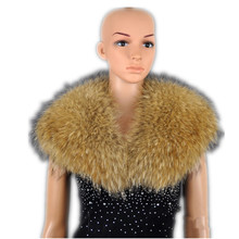 Big fur collar of natural raccoon fur women fake collar autumn winter clothing accessories 100cm length T12 2024 - buy cheap
