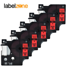 5 упаковок 43617 6 мм * 7 м черный на красный совместимый с dymo D1 6 мм принтеры этикеток D1 43617 для dymo label manager LM160 LM280 2024 - купить недорого