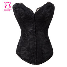 Corselet floral de cetim e renda vintage, corselet preto gótico, roupas femininas, espartilho sexy, corselet 2024 - compre barato