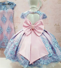 Кружевное платье с аппликацией и цветочным рисунком для девочек, бальное платье с рукавами-крылышками, платья для маленьких принцесс на день рождения, платья для вечеринки, фотосессии 2024 - купить недорого