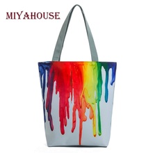 Miyahouse Harajuku стильная цветная сумка на плечо с рисунком Женская Большая вместительная сумка для покупок Женская Повседневная Сумка-тоут 2024 - купить недорого