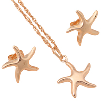 Popular Design Starfish Jewelry sets  Gold Tone Necklace Stud Earrings  Health Nickel & Lead free JS365A 2024 - buy cheap