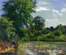 Famous Arts Reproduction Ducks on the Pond at Montfoucault Camille Pissarro oil Paintings High quality Hand-painted 2024 - buy cheap