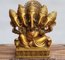 Estatua de Buda Ganapati Ganesha, Elefante Dorado de bronce, Budismo de cobre chino 2024 - compra barato