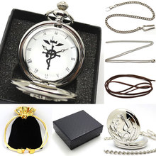 YISUYA Vintage Fullmetal Alchemist Pocket Watch Men Silver/ Black Steampunk Quartz PocketWatch Necklace Bag Box Set P421CKWB 2024 - buy cheap