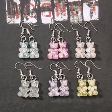 1Pair Fashion Women Drop Earrings  Glitter Gummy Bear Dangle Crafts Flatback Resin Charms Girls Jewelry 2024 - buy cheap