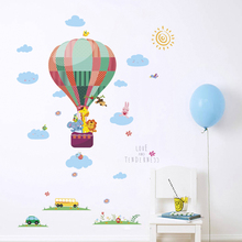 Hot Air Balloon Giraffe Animals Wall Stickers For Kids Room Decoration Accessories Living Room Decor Mural Home Wall Art Decals 2024 - buy cheap