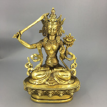 free shipping China 6.4" Tibetan bronze Manjushri Bodhisattva Buddha Statue 2024 - buy cheap