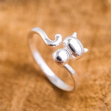 Bijoux New Designer Silver Color Cat Rings For Women Adjustable Size Ring Party Gift Bridal Jewelry Anillos 2024 - buy cheap