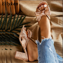 Eilyken-salto alto feminino, sandálias de salto quadrado com nó champanhe, tamanhos 35-42 2024 - compre barato