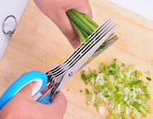 Free Shipping 5 Layers Multi-functional Stainless Steel Kitchen Knives Scissors Sushi Shredded Scallion Cut 2024 - buy cheap