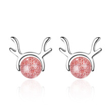 TJP Trendy Silver Plated Earrings For Women Jewelry Fashion Crystal Pink Elk Stud Earrings For Girl Christmas Gift Lady 2024 - buy cheap