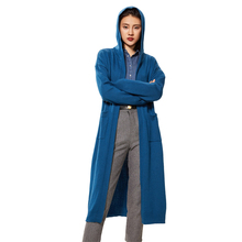 Szdyqh casaco longo casual com capuz, jaqueta feminina folgada de caxemira e sólida com bolsos sobretudo 2024 - compre barato