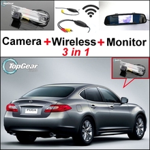 3 in1 Special Camera + Wireless Receiver + Mirror Monitor Easy DIY Back Up Parking System For Nissan Fuga 2009~2014 2024 - buy cheap