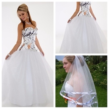 Vestido de novia de camuflaje con falda de Tull, ropa de novia con encaje en la espalda, color blanco, 2021 2024 - compra barato