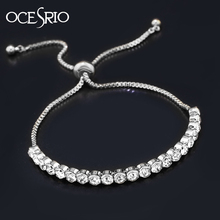 OCESRIO Best Seller Silver Color Charm Bracelets for Women Adjustable CZ Crystal Bracelet Femme 2022 Women Jewelry  brt-k04 2024 - buy cheap