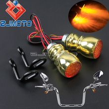Motorcycle Brass Turn Signals Handlebar Controls Mount Blinkers Emark Turn Indicators For Harley Sportster Dyna Softail Touring 2024 - compre barato