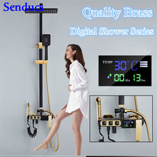 Senducs Digital Shower Set with Quality Brass Bath Bidet Bathroom Shower Faucet Rainfall Square Top Shower Black Gold Shower Set 2024 - buy cheap