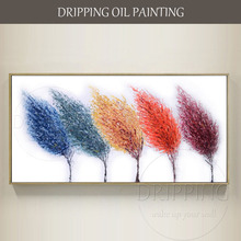 Pintura al óleo sobre lienzo de paisaje moderno, pintura al óleo de árboles coloridos, para decoración de pared, alta calidad, precio barato, pintado a mano 2024 - compra barato