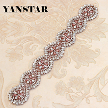 YANSTAR(5PCS) Hand  Sew Rhinestone Appliques  Bridal Sash Silver  Rose Gold  Crystal  For Wedding Grown Belt YS878 2024 - buy cheap