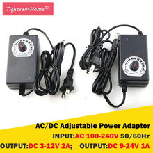 Adaptador de energia ajustável, ac/dc, 24w, 9-24v, 1a, 3-12v, 2a, controlador de velocidade do motor, fonte de alimentação, regulável, 110v, 220v, plugue ue/eua 2024 - compre barato