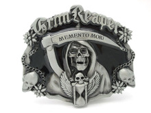 Black Grim Reaper Memento Mori Skull Belt Buckle 2024 - buy cheap