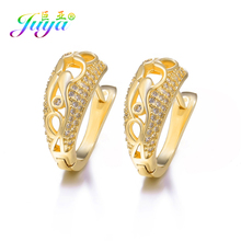 Juya Luxury Earwire Leverback Hoop Earrings For Women Handicraft Evening Party Jewelry Cubic Zirconia Gold Earrings Supplies 2024 - buy cheap