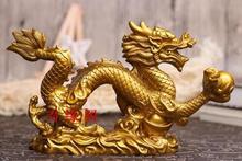 Ornamento de dragão verde em jade, cidade dourada, casa de resina crescente, artesanato de decoração estátuas para casa 2024 - compre barato