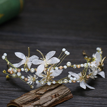 Handmade Pearl Pageant Dragonfly Crown Headband Crystal Bridal Tiara Hairband For Women Wedding Hair Jewelry Accessories 2024 - buy cheap