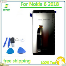 100% протестированный 5,5 ''ЖК-дисплей с сенсорным экраном и дигитайзером в сборе с бесплатными инструментами для Nokia 6 2018 TA-1043 TA-1045 TA-1050 2024 - купить недорого