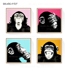 Artist Hand-painted Funny Animal Monkey Oil Painting on Canvas Fashion Design Funny Animal Gorilla Oil Painting for Living Room 2024 - buy cheap