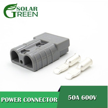 SH50 Plug Connector Double Pole 6awg 8awg copper Contacts 600V 50A Grey color T handle Anti Dust Cover solar quickly connect 2024 - buy cheap