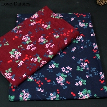 Tela de algodón lijada para bebés, tejido muy suave y suave con flores de color azul, vino, rojo, cereza y rosa, vestido de otoño, Patchwork hecho a mano, 100% 2024 - compra barato