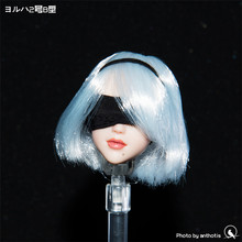 1/6 Scale Female Head Sculpt with Movable Eyes Automata 2B Girl Short White Hair Head Carving Model for 12'' Female Figure Body 2024 - buy cheap