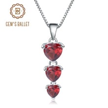 GEM'S BALLET 2.87Ct Natural Red Garnet Gemstone Pendant Genuine 925 Sterling Silver Heart Necklace For Women Wedding Jewelry 2024 - buy cheap