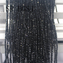 Free Shipping 2mm Factory Price Faceted Black Spinels Gems Stone Spacer Bail Round Beads Strand 15" 2024 - buy cheap