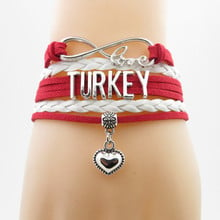 Pulsera infinity turkey para hombre y mujer, brazalete con abalorio de corazón de Turquía, pulsera de cuerda, joyería de Turquía 2024 - compra barato