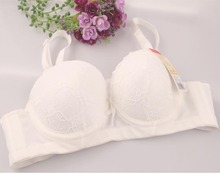 Sexy gathered stereo mode adjustable lace bra cup large size thin section small chest thick underwear free shipping 2024 - buy cheap
