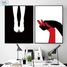 SPLSPL Red Toe Hand Foot Nordic Wall Picture Black and White Abstract Canvas Art Print Poster Painting For Living Room Decor 2024 - buy cheap