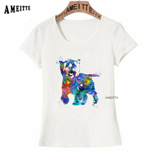 Camiseta de Cairn Terrier para mujer, remera con estampado de acuarela, playera divertida con diseño de amantes de los perros, camisetas blancas informales de manga corta 2024 - compra barato