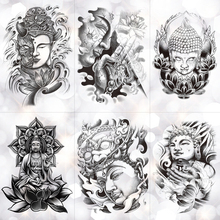Tatuagem temporária prova d'água sakyamuni, adesivo de inteligência, torre religiosa, flash de braços, tatuagem corporal, arte falso 2024 - compre barato