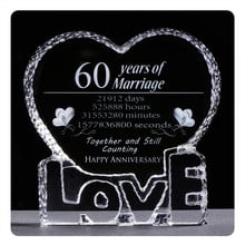 60th Anniversary Gifts Wedding Favors Laser Engraving Love Heart Shape Souvenir Crystal Wedding Anniversary Giveaways 2024 - buy cheap